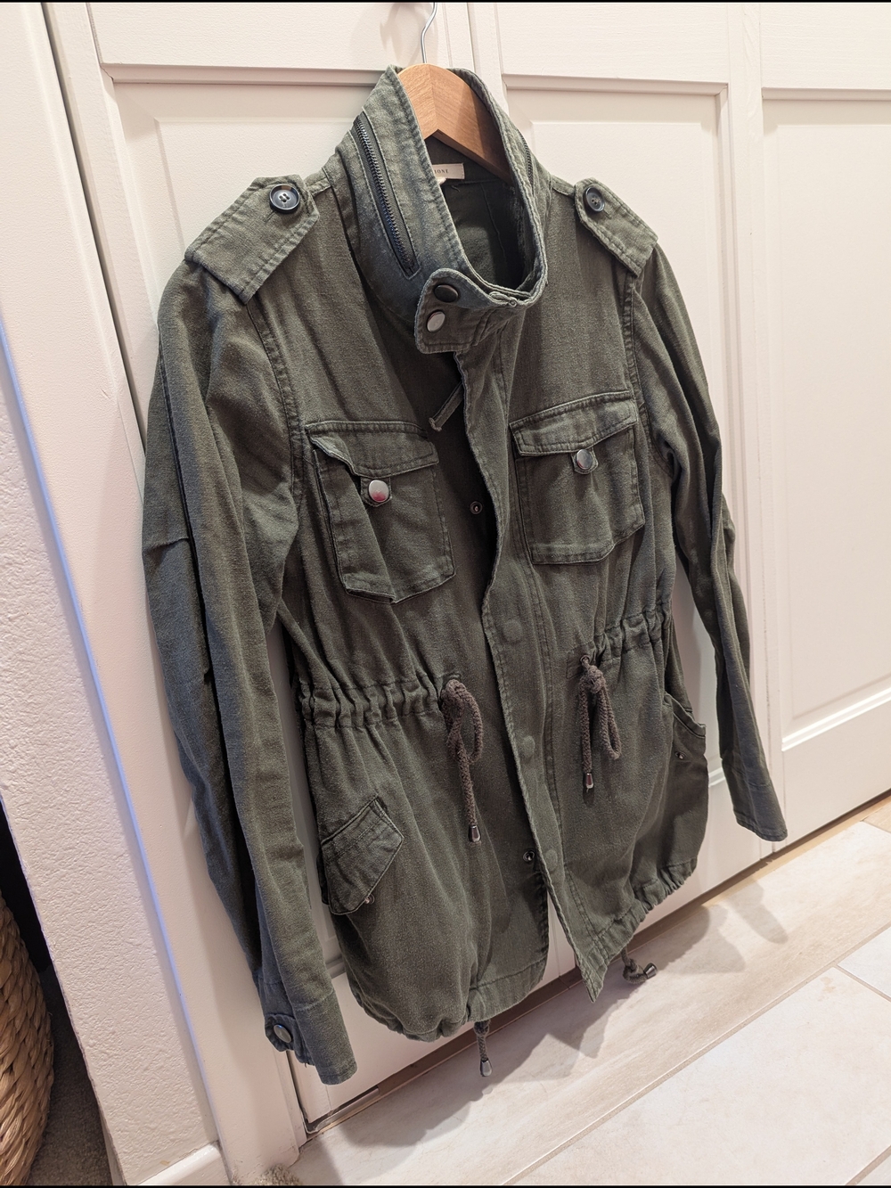 Pleione Olive Green Utility Anorak Jacket